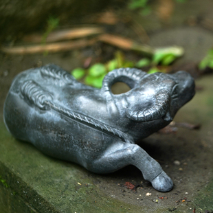 精选石雕石头青石水牛卧牛摆件金钱石牛原石一体石材雕刻玄关十二