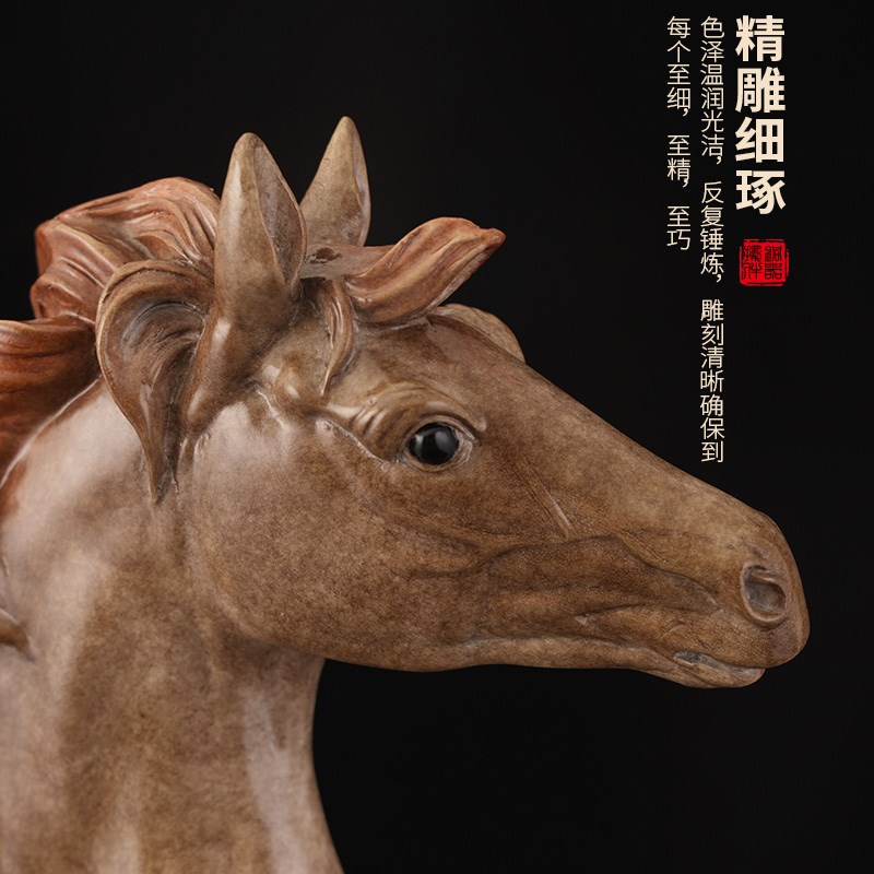 彩铜《一马当先》黄铜工艺品摆件家居客厅桌面办公室装饰开业礼品