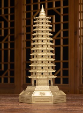 精工铜十三层文昌塔摆件八卦13层书房办公室桌面装饰高档工艺品