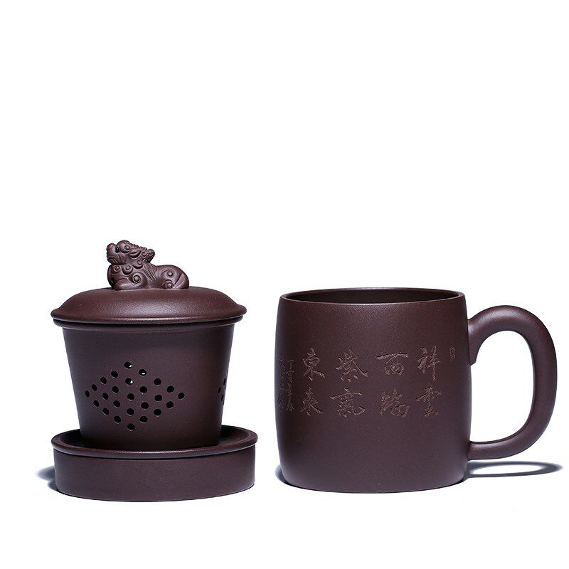 宜兴紫砂杯纯全手工套装带盖水杯子非陶瓷功夫茶具大内胆过滤茶杯