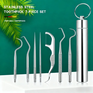 304不锈钢牙签剔牙神器家用食品级牙线套装牙签盒牙签筒牙缝清洁