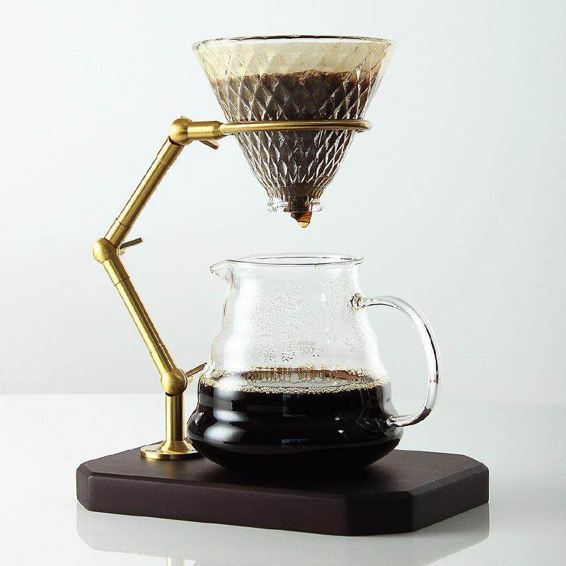 简约黑胡桃木手冲咖啡支架滴滤式纯铜咖啡过滤杯架手冲咖啡壶套装