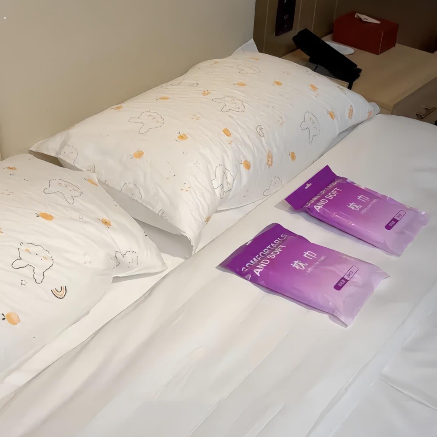 旅行出差一次性枕巾双层加厚加大酒店隔脏枕头套透气亲肤可携式枕