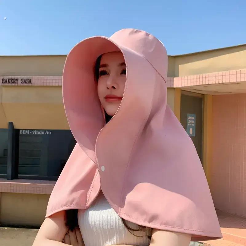 大帽檐帽子女春夏大沿披肩帽潮款遮阳防晒太阳帽防紫外线简约百搭