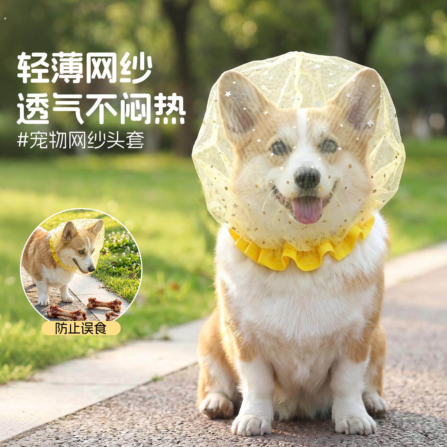 宠物狗狗防舔头套狗嘴套防乱吃柯基柴犬防误食狗口罩狗套嘴套面罩