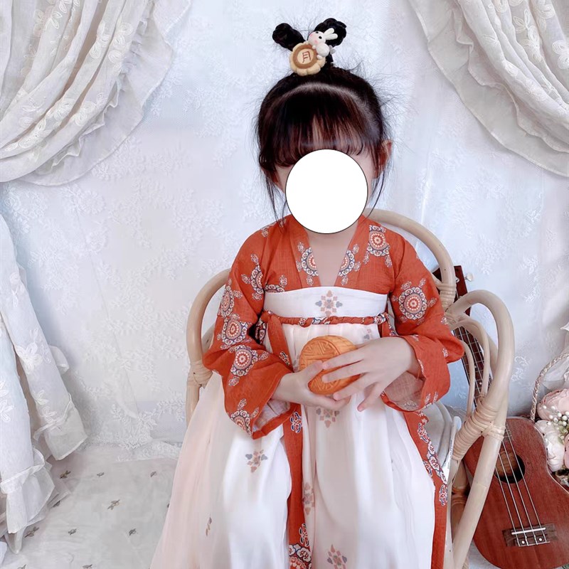 汉服女童宋制春秋长袖连衣裙小女孩敦煌飞天舞演出服儿童襦裙常规