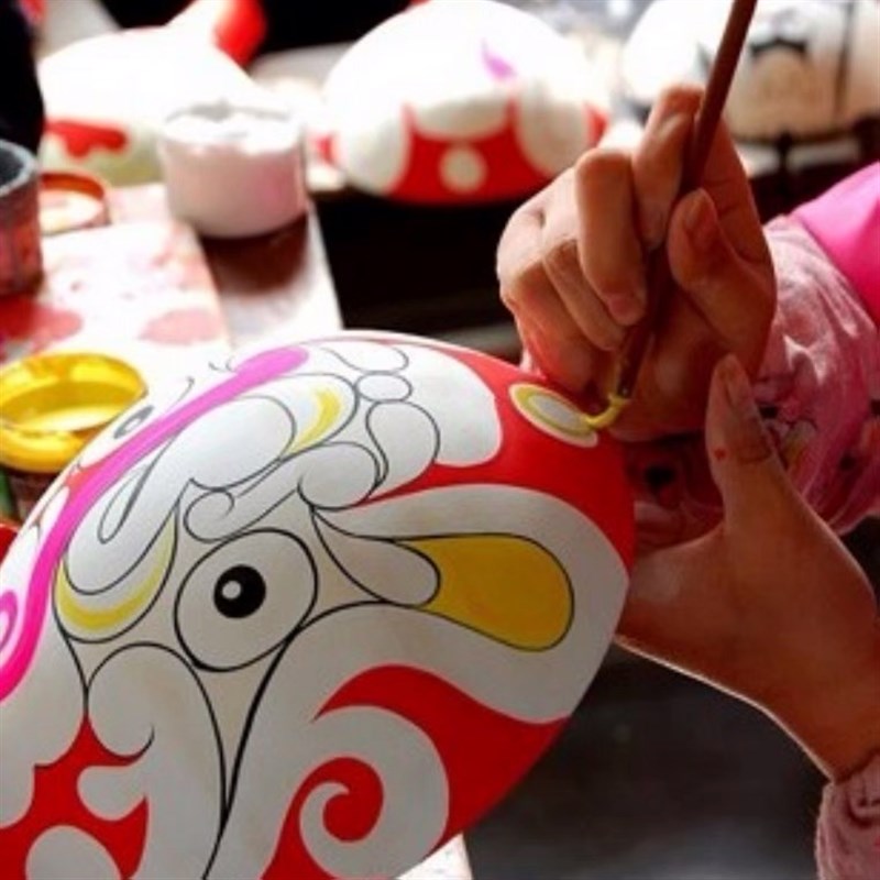 京剧社火马勺脸谱面具diy手工制作幼儿园学生手工绘画涂色木质