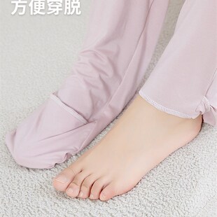 带脚套女中老年护膝夏空调房连脚心连体薄款 护脚裤 月子连袜睡裤