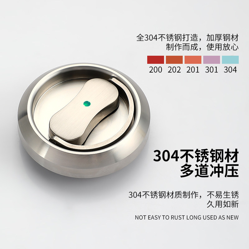 隐形门锁双面锁304不锈钢卧室房门室内木门锁圆形拉环暗锁带钥匙