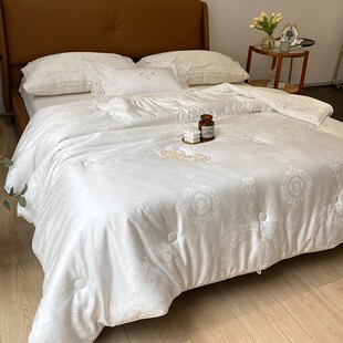 蓬蓬质感高端60支蚕丝雪绒被冬季保暖被芯春秋被双人被子四季通用