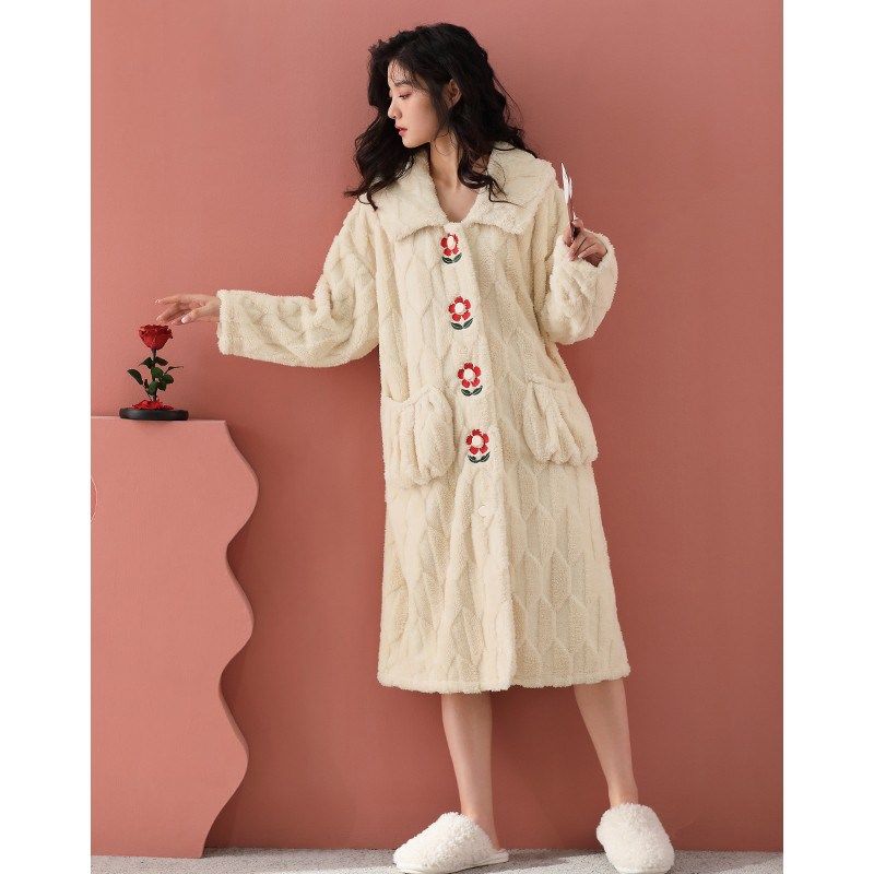 2024新款珊瑚绒睡袍女冬季加绒加厚大码睡衣少女可爱长款睡裙浴袍,女士内衣/男士内衣/家居服,睡袍/浴袍,淘宝优惠券,粉丝福利购,淘宝优惠卷