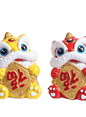 国潮舞狮醒狮石狮子创意小摆件高级感桌面茶桌装饰工艺品生日礼物