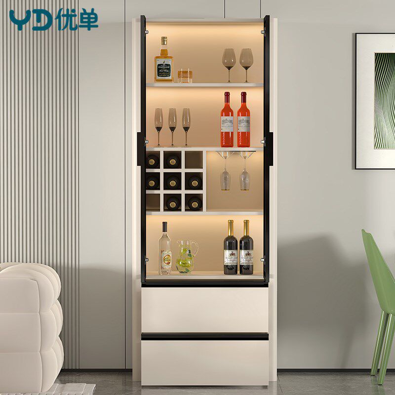 玻璃门酒柜客厅靠墙展示柜沙发边储物柜家用多功能柜子定制S35