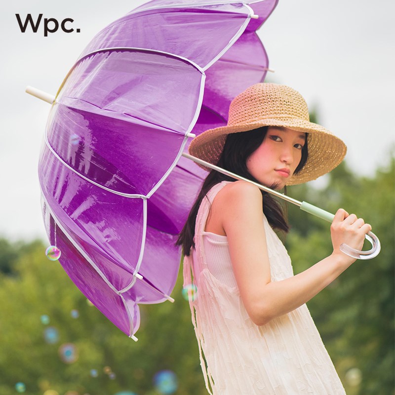 Wpc.透明雨伞高颜值蕾丝郁金香花瓣伞长柄伞小巧便携折叠伞女生