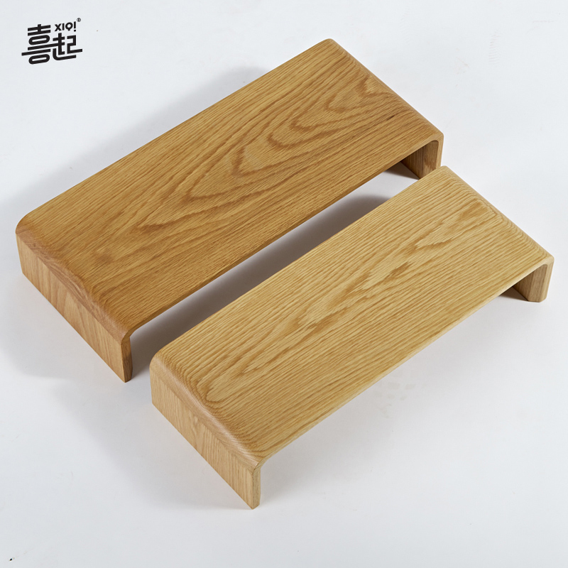喜起黑胡桃实木电脑显示器增高架 办公桌面垫高支架 收纳置物架
