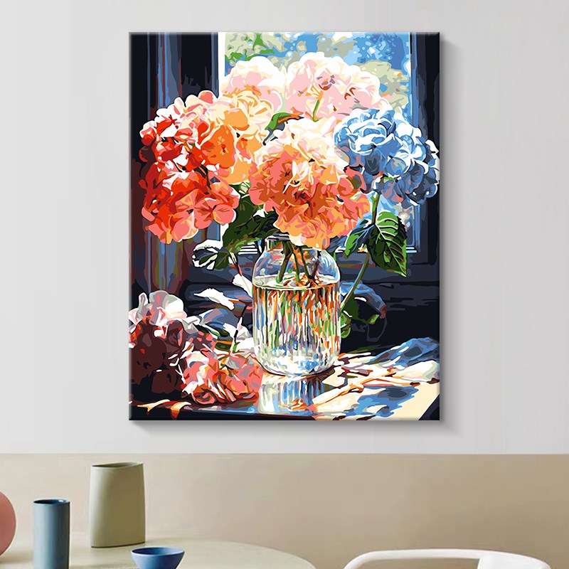 成品油画风客厅装饰画挂摆卧室书房鲜花卉植物北欧复古背景墙田园图片