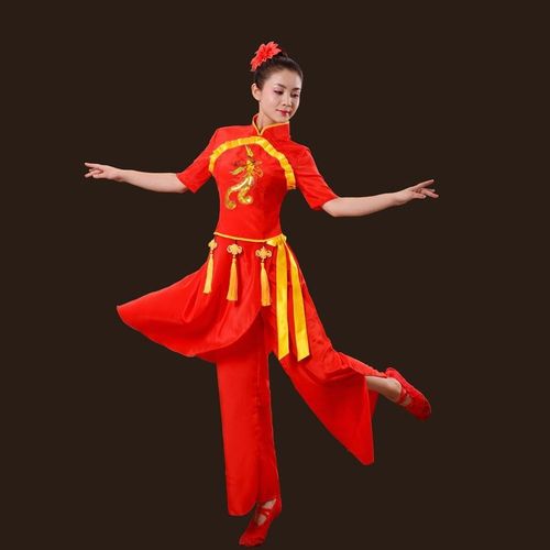 秧歌服女套装2023新款跳舞衣服广场舞中老年腰鼓服装扇子舞演出服