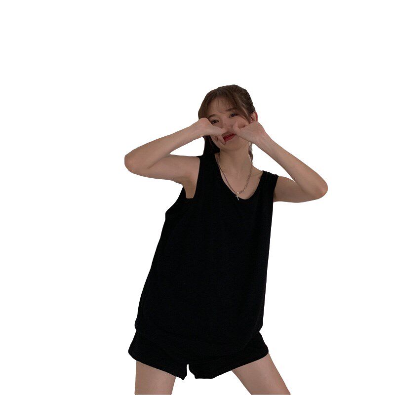 2024年新款睡衣女夏薄款吊带无袖背心短裤两件套装性感学生家居服