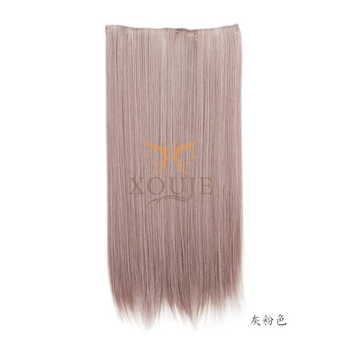 灰粉色假发片一片式长直发接发片仙女显白发色无痕隐形垫发片