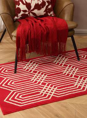 乔迁喜庆入户地垫新年婚庆红色防滑家用门口玄关垫子卧室牀边地毯