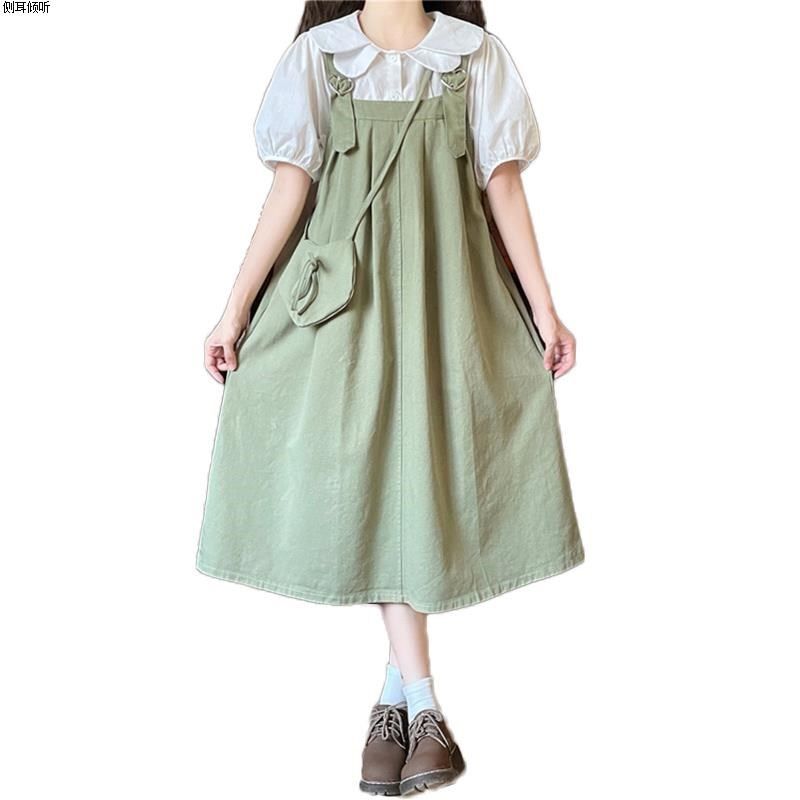 小清新背带裙子套装少女夏装2024年新款初中高中学生学院风连衣裙