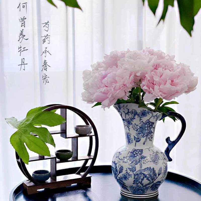 甘棠景德镇青花瓷花瓶中式奶壶陶瓷插花客厅玄关高级感插花摆件