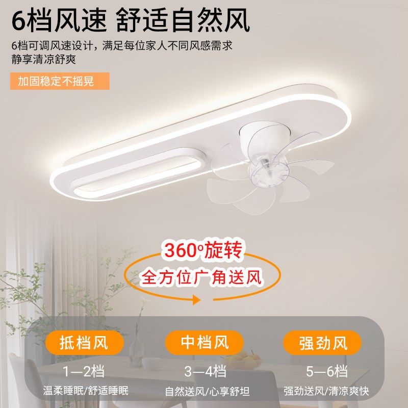 护眼餐厅风扇灯超薄智能静音风扇灯房间客厅大风力摇头吊扇吸顶灯
