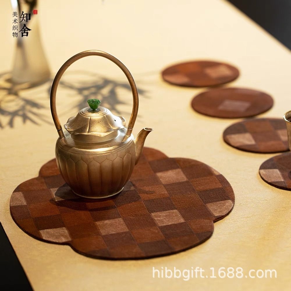 知舍香云纱编织格纹壶承杯垫新中式复古宫廷风隔热手工双层茶桌垫,办公设备/耗材/相关服务,其它,淘宝优惠券,粉丝福利购,淘宝优惠卷