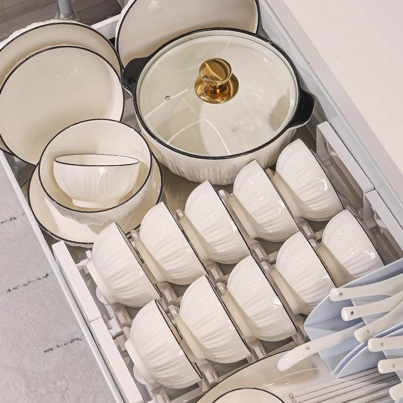 釉下彩简约2025家用新款碗碟碗盘套装乔迁陶瓷餐具组合餐具洗碗机