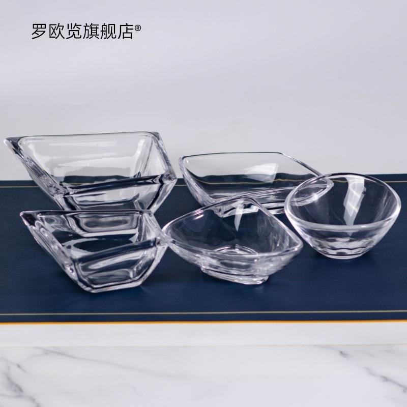 日式圆形玻璃盘手工金边水果盘干果沙拉小吃碟简约创意无铅水晶碟