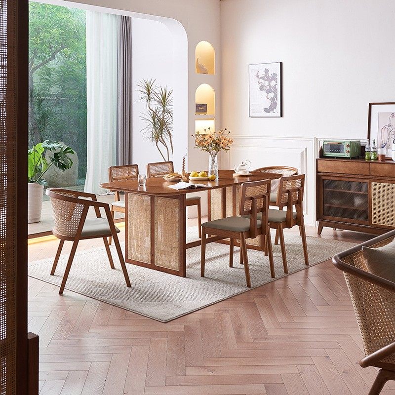 北欧实木餐桌简约设计师日式藤编餐桌椅组合餐厅酒店商用成套餐桌,家居饰品,装饰挂钩,淘宝优惠券,粉丝福利购,淘宝优惠卷