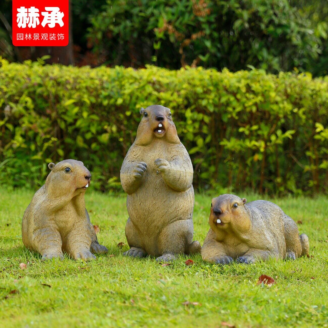 仿真土拨鼠模型雕塑动物玻璃钢摆件庭院子草坪装饰公园林草坪景观