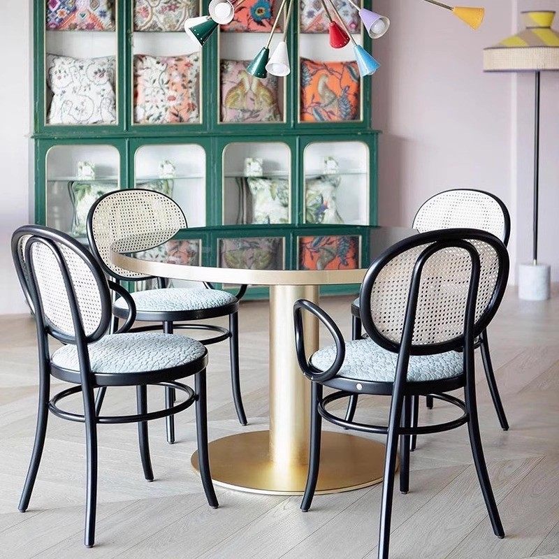 黑色藤编扶手椅子北欧家用靠背ins椅设计师休闲软包复古餐厅餐椅,自行车/骑行装备/零配件,自行车包,淘宝优惠券,粉丝福利购,淘宝优惠卷