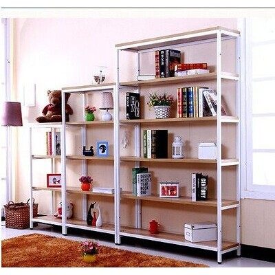 新款家用钢木书架组合储物架置物架鞋店货架展示柜现货,收纳整理,阳台置物架,淘宝优惠券,粉丝福利购,淘宝优惠卷