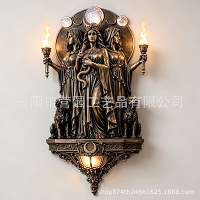 跨境新品 Hecate Wall Lamp 赫卡忒壁灯三重女神雕塑树脂工艺品