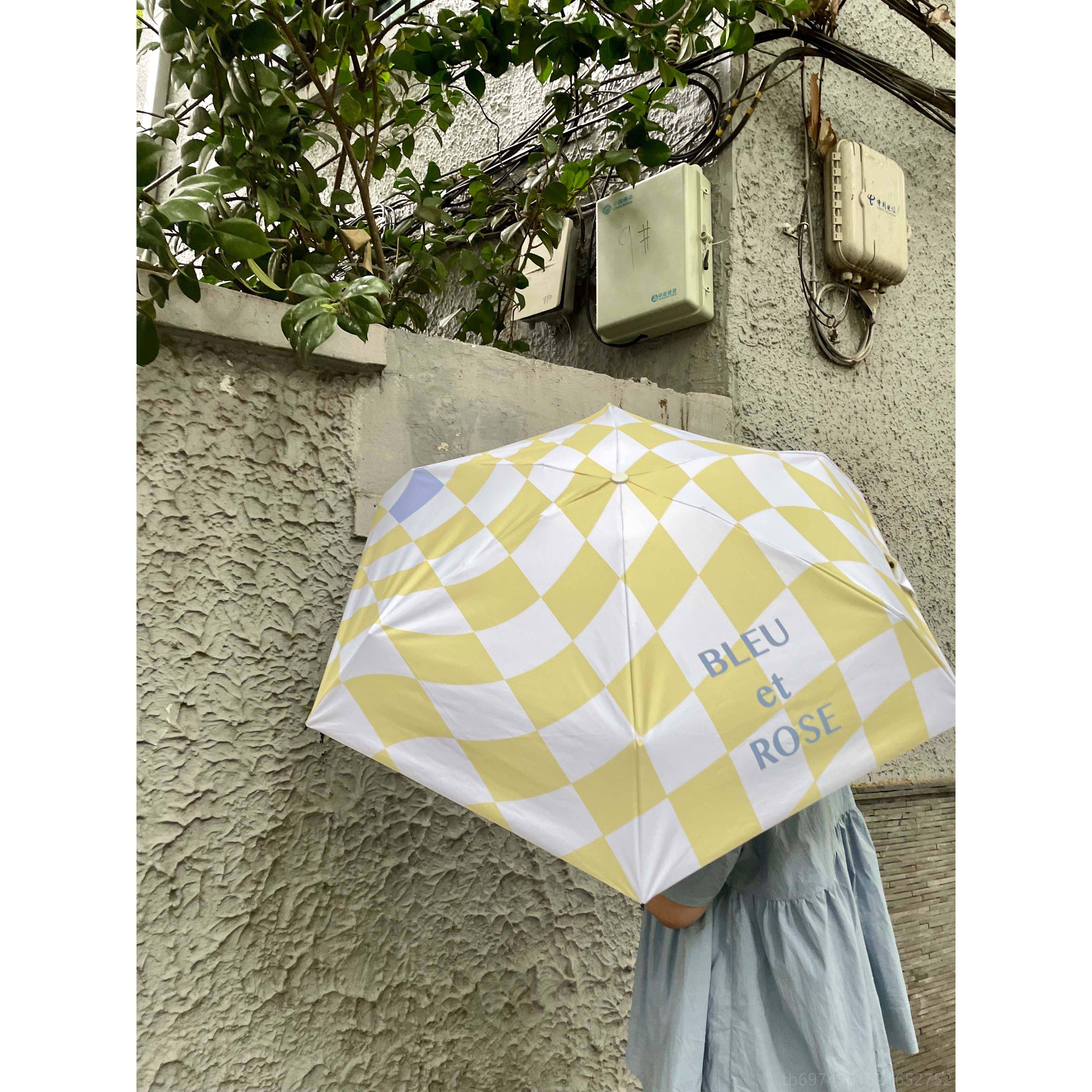 新款BLe盘EU t ROS迷E原创棋格夏季防晒晴雨伞银胶五折你伞