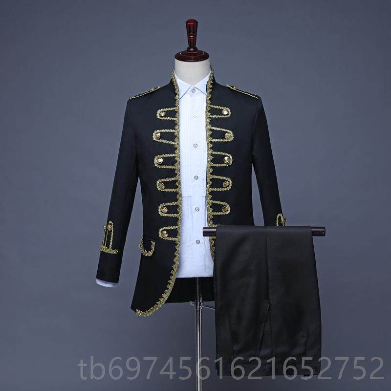 新款欧扣宫子廷表演服男装舞礼服男士装影楼主题主持燕尾洲服台演