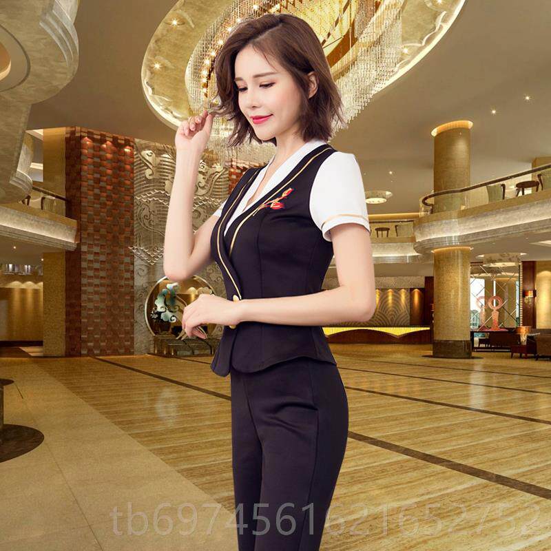 新款足疗尚技浴师工作服足工装夏空姐职业套装美容师服女性感装时