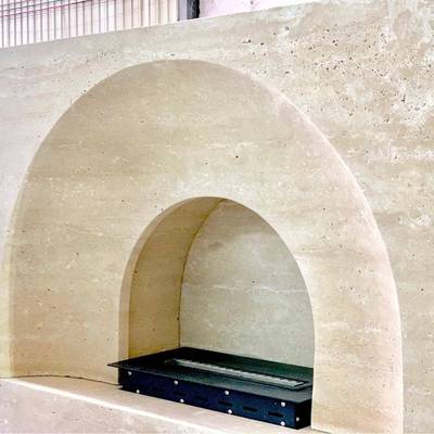 黄洞石大理石壁炉countertop侘寂风摆件工艺品奶油风travertine原