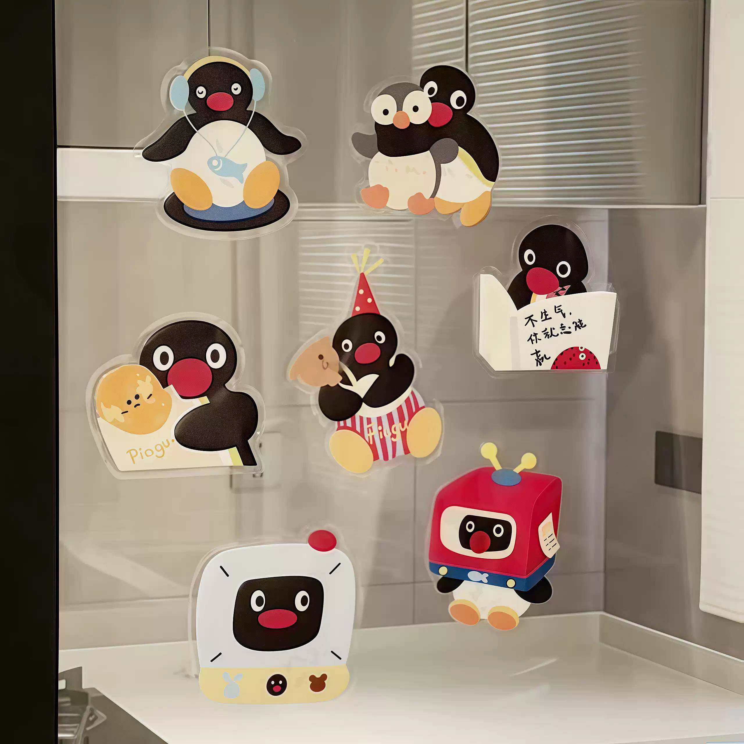 pingu企鹅静电贴纸|厨房浴室