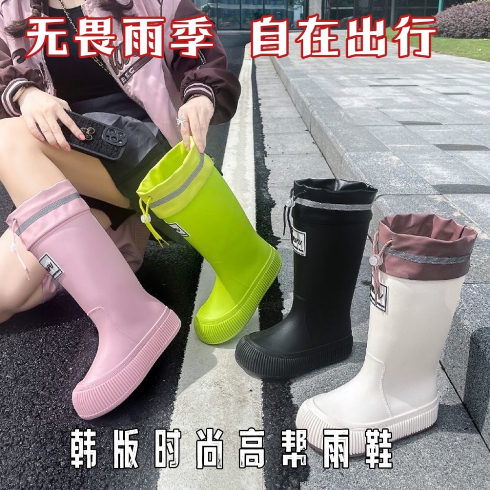 雨鞋女款高筒成人柔软日系时尚水鞋防水防滑加绒轻便耐磨雨靴可D