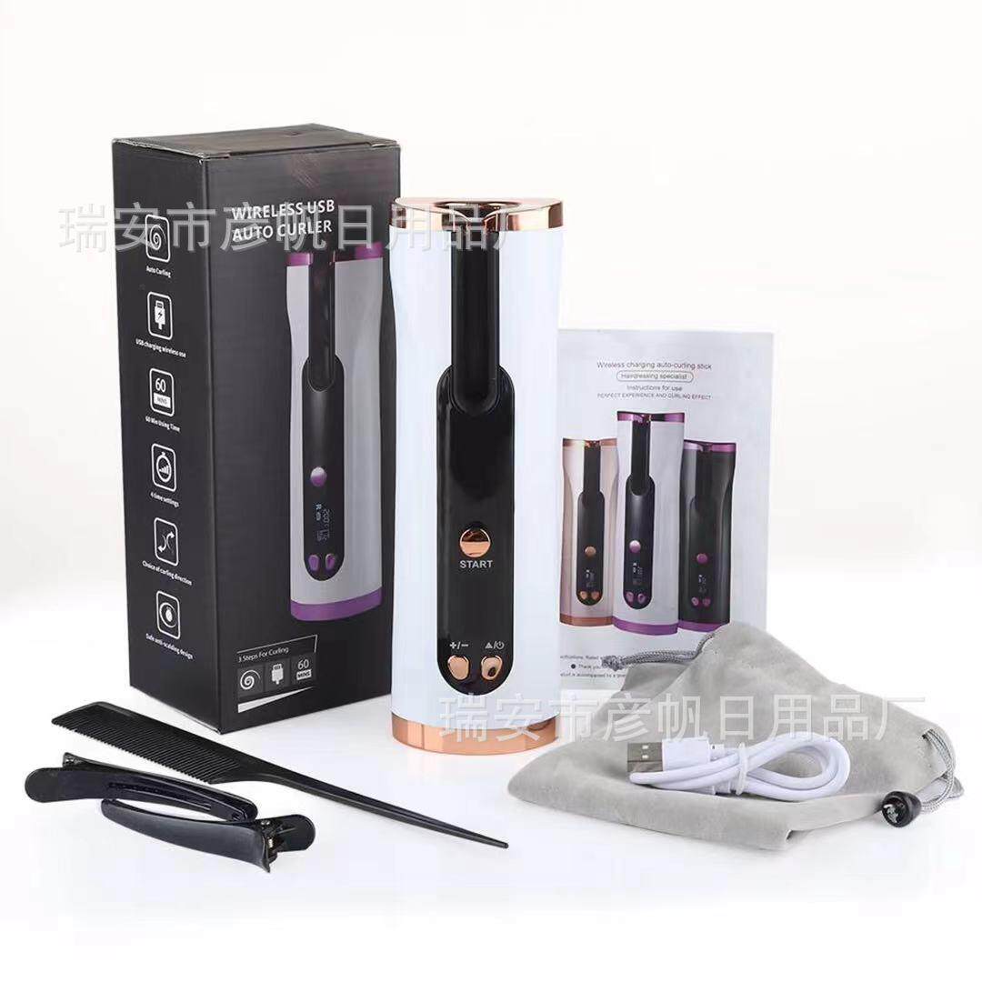 跨境全自动卷发器便携式无线usb充电液晶智能蛋卷发棒懒人卷发器