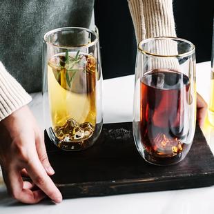 耐热玻璃泡茶杯双层防烫绿茶杯网红ins办公室咖啡杯家用喝水杯子