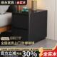 全实木超窄黑色烤漆意式 岩板床头柜抽屉柜轻奢床边柜高级感储物柜