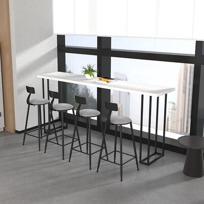 实木吧台桌家用阳台长条酒吧台商用靠墙奶茶店咖啡厅高脚桌椅组合