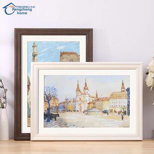 实木白色相框空框安装客厅壁挂纸板大相框定制A3A4开8K任意尺寸