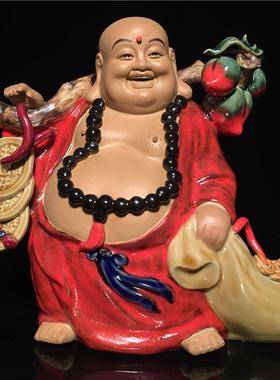 石湾公仔陶瓷弥勒佛摆件客厅玄关风水招财大肚笑佛家居乔迁摆设品