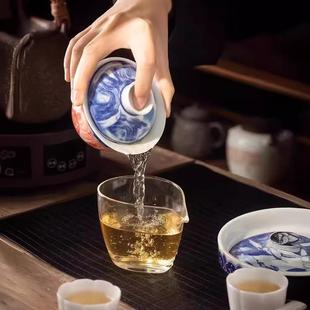 壶承家用茶具家用不烫手泡茶碗茶盖 云水禅心聚香三才盖碗茶杯套装