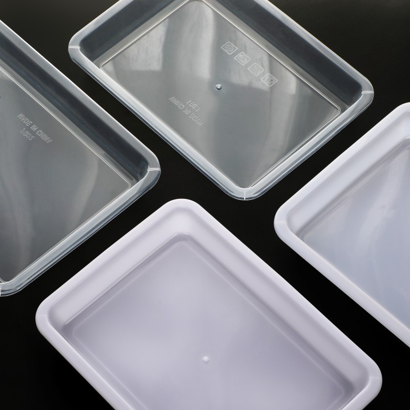 实验室托盘长方形塑料加厚白色收纳矮盆积木盘透明展示盘冷冻盘接