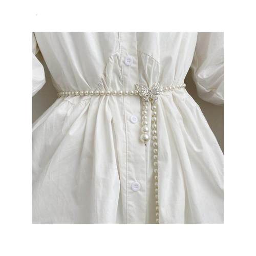 珍珠女腰带韩国裙百搭覆古甜美装饰细腰炼腰毛衣蝴蝶配件时髦